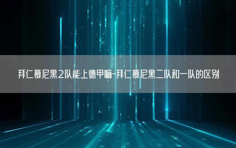 拜仁慕尼黑2队能上德甲嘛-拜仁慕尼黑二队和一队的区别