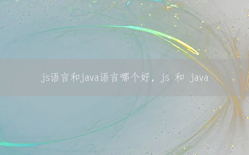 js语言和java语言哪个好，js 和 java