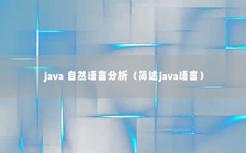 java 自然语言分析（简述java语言）