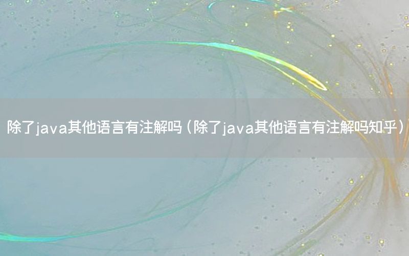 除了java其他语言有注解吗（除了java其他语言有注解吗知乎）