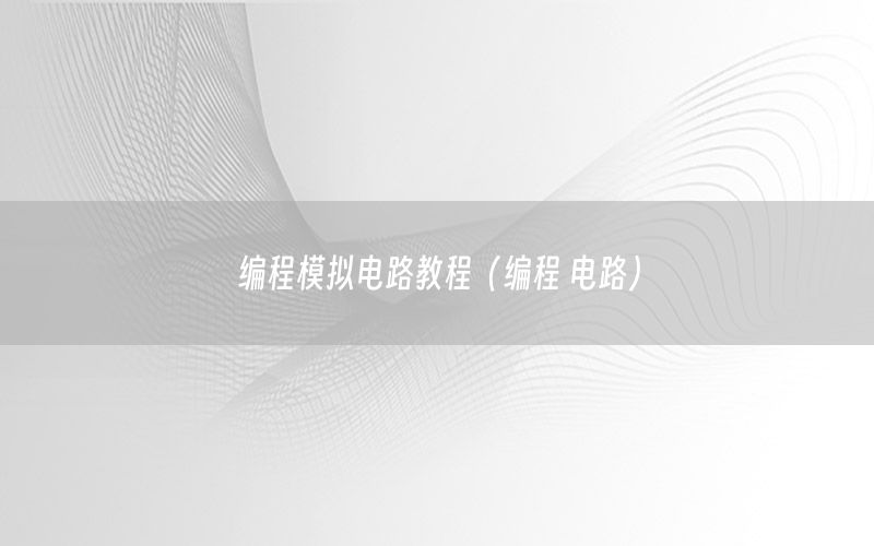 编程模拟电路教程（编程 电路）