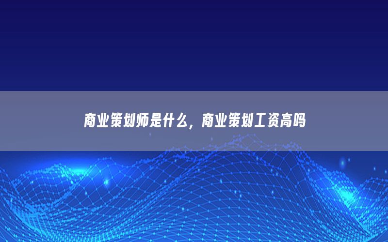 商业策划师是什么，商业策划工资高吗