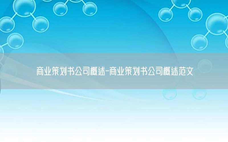 商业策划书公司概述-商业策划书公司概述范文