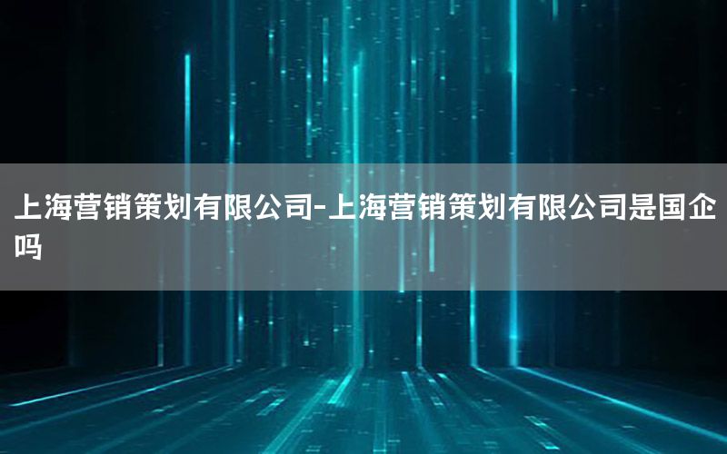 上海营销策划有限公司-上海营销策划有限公司是国企吗
