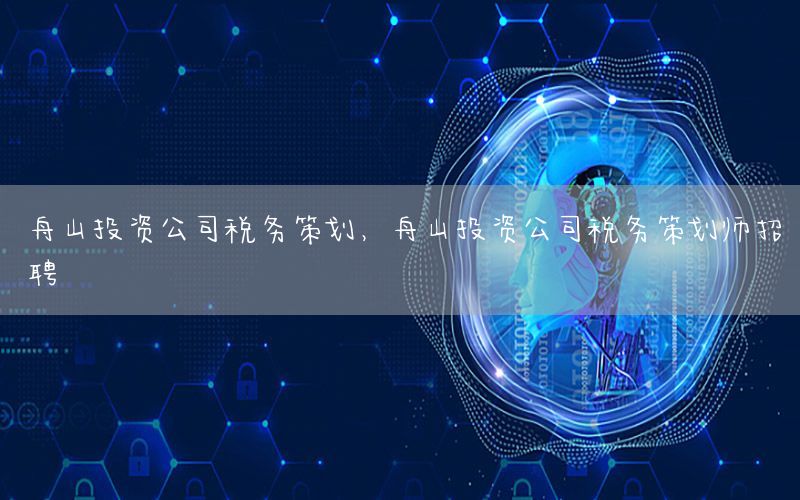 舟山投资公司税务策划，舟山投资公司税务策划师招聘