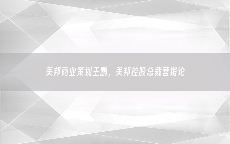 美邦商业策划王鹏，美邦控股总裁营销论