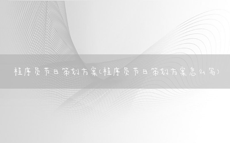 程序员节日策划方案（程序员节日策划方案怎么写）