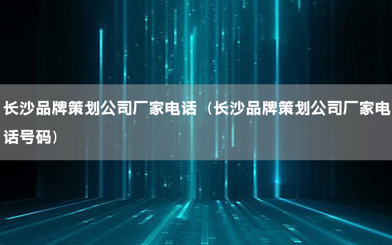 长沙品牌策划公司厂家电话（长沙品牌策划公司厂家电话号码）