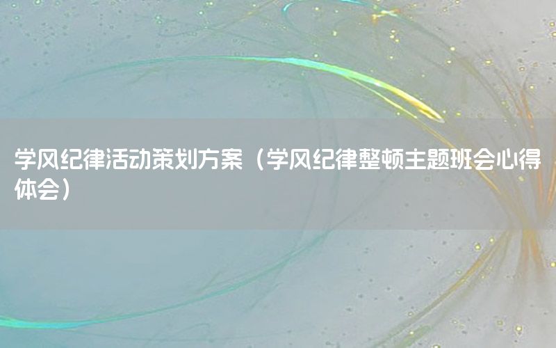 学风纪律活动策划方案（学风纪律整顿主题班会心得体会）