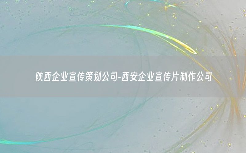 陕西企业宣传策划公司-西安企业宣传片制作公司