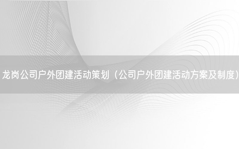 龙岗公司户外团建活动策划（公司户外团建活动方案及制度）