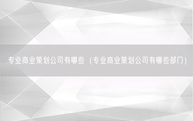 专业商业策划公司有哪些（专业商业策划公司有哪些部门）
