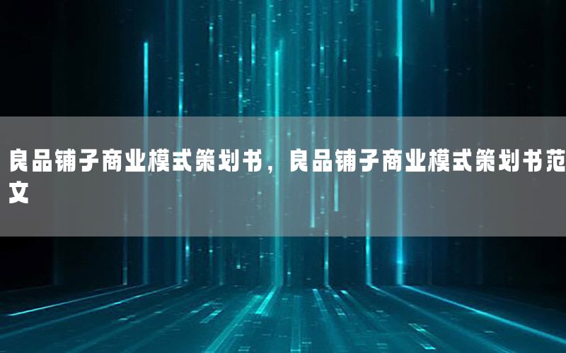 良品铺子商业模式策划书，良品铺子商业模式策划书范文
