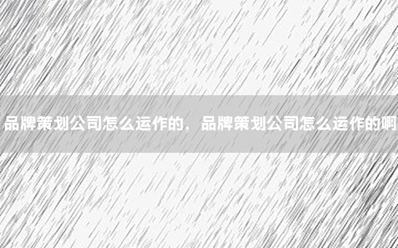 品牌策划公司怎么运作的，品牌策划公司怎么运作的啊