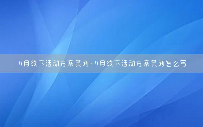 11月线下活动方案策划-11月线下活动方案策划怎么写
