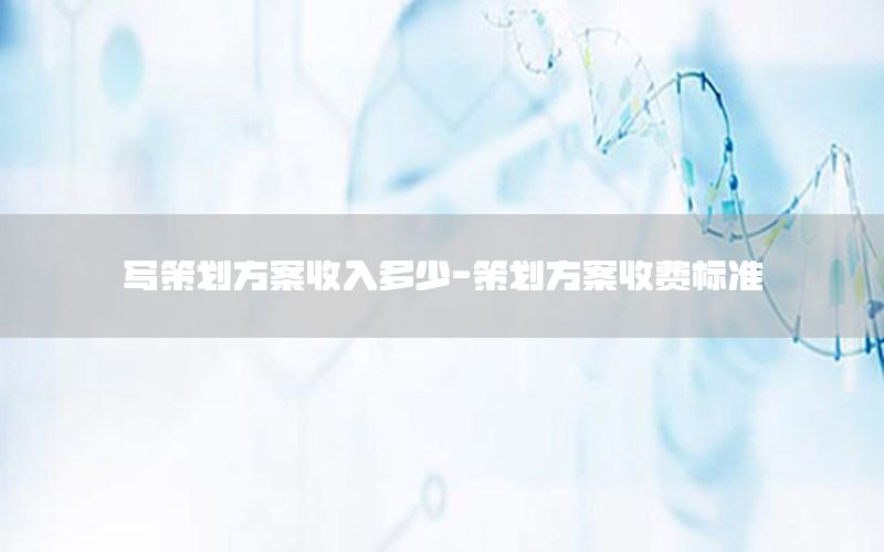 写策划方案收入多少-策划方案收费标准