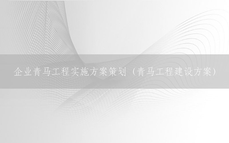 企业青马工程实施方案策划（青马工程建设方案）