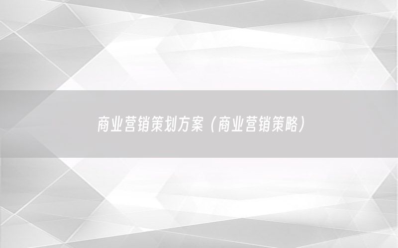 商业营销策划方案（商业营销策略）