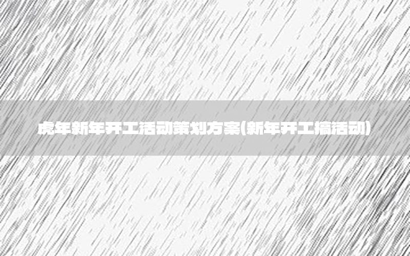 虎年新年开工活动策划方案（新年开工搞活动）
