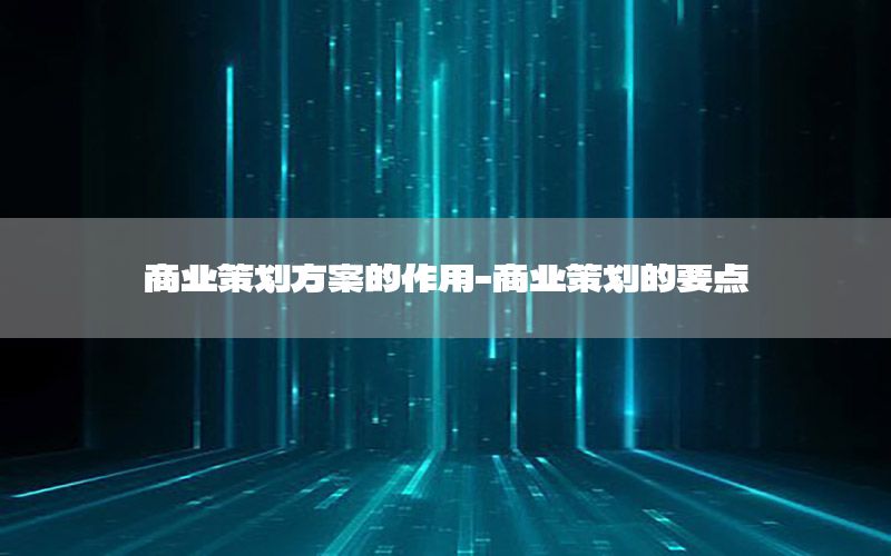 商业策划方案的作用-商业策划的要点