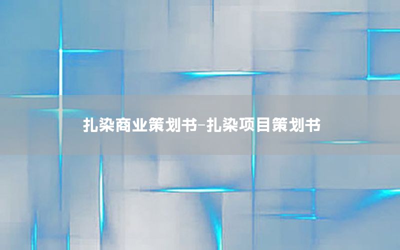 扎染商业策划书-扎染项目策划书