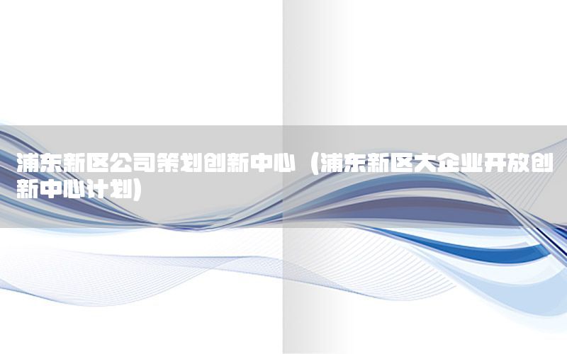 浦东新区公司策划创新中心（浦东新区大企业开放创新中心计划）