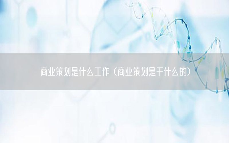 商业策划是什么工作（商业策划是干什么的）