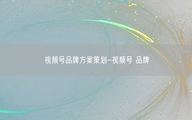 视频号品牌方案策划-视频号 品牌