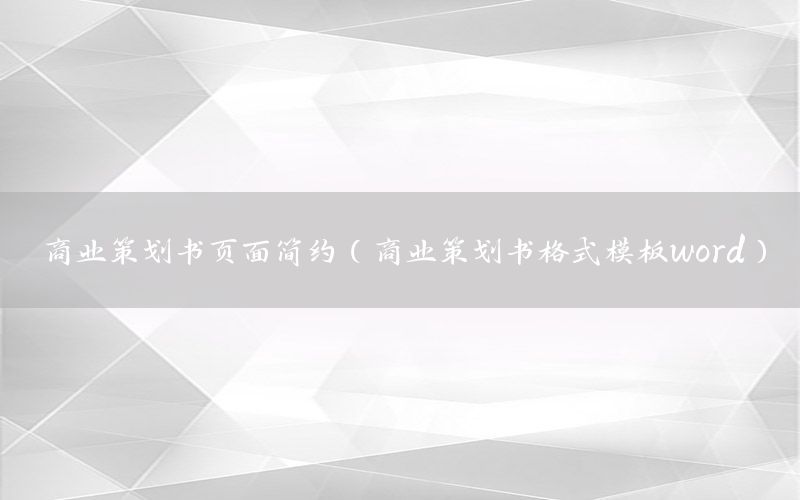 商业策划书页面简约（商业策划书格式模板word）