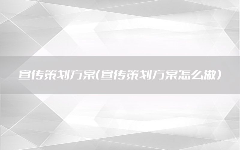 宣传策划方案（宣传策划方案怎么做）