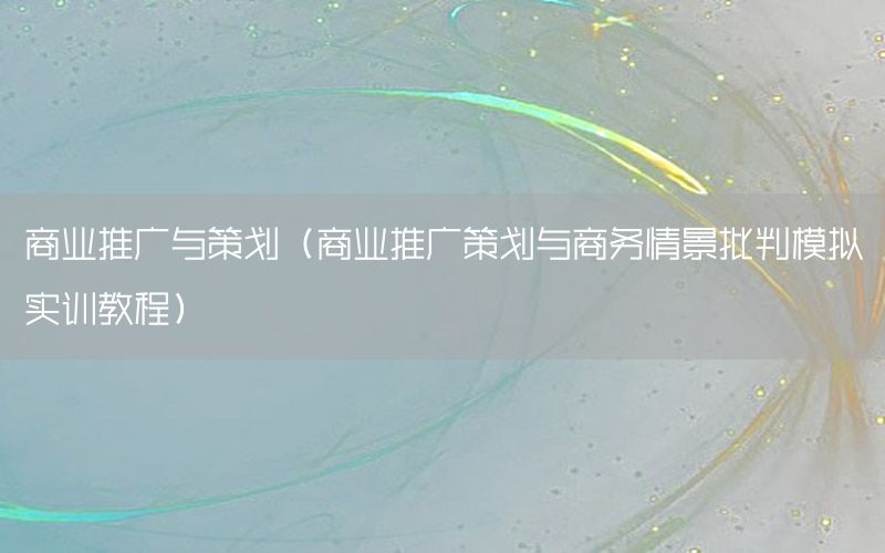商业推广与策划（商业推广策划与商务情景批判模拟实训教程）