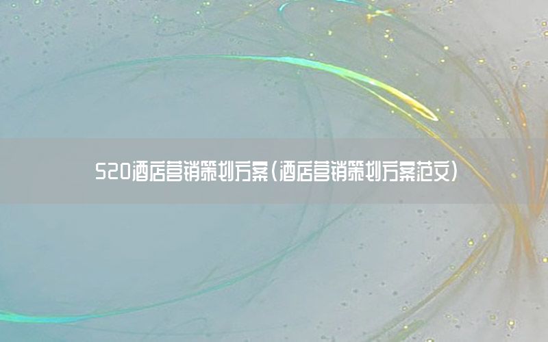 520酒店营销策划方案（酒店营销策划方案范文）
