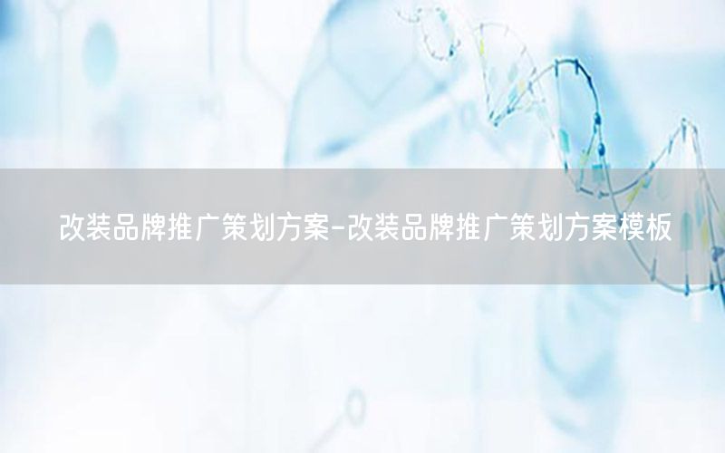 改装品牌推广策划方案-改装品牌推广策划方案模板