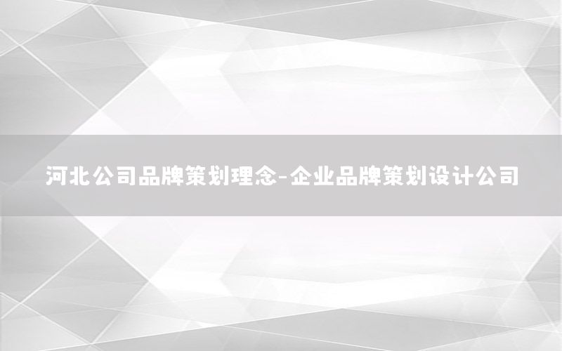 河北公司品牌策划理念-企业品牌策划设计公司