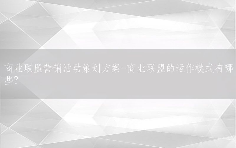 商业联盟营销活动策划方案-商业联盟的运作模式有哪些?