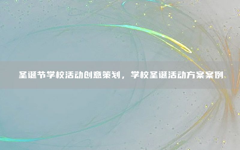 圣诞节学校活动创意策划，学校圣诞活动方案案例
