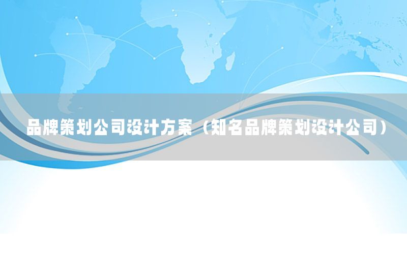 品牌策划公司设计方案（知名品牌策划设计公司）