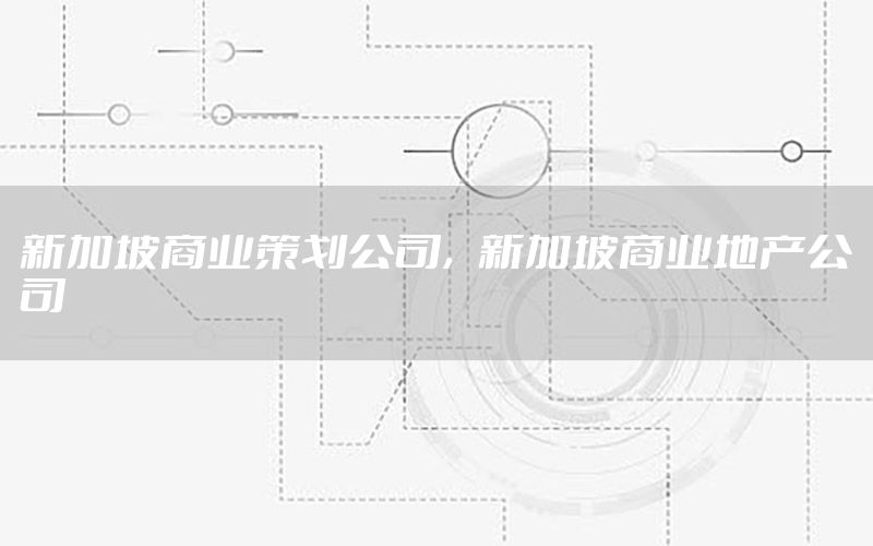 新加坡商业策划公司，新加坡商业地产公司