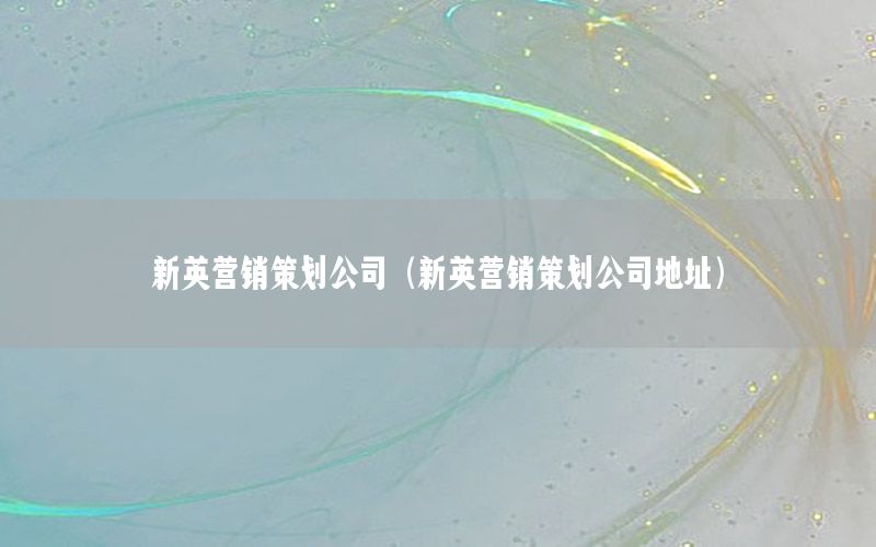 新英营销策划公司（新英营销策划公司地址）