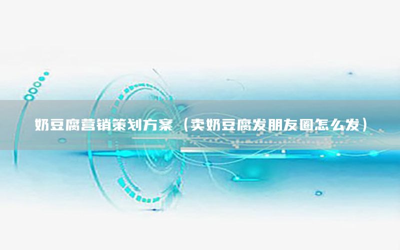 奶豆腐营销策划方案（卖奶豆腐发朋友圈怎么发）