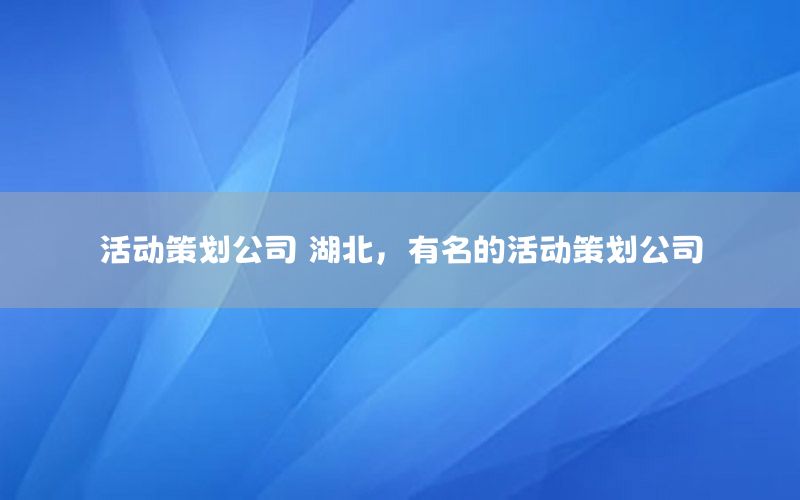 活动策划公司 湖北，有名的活动策划公司