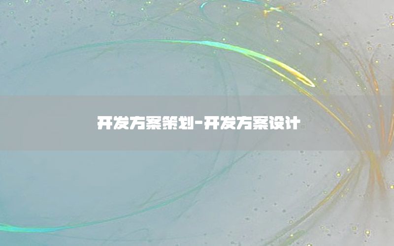 开发方案策划-开发方案设计