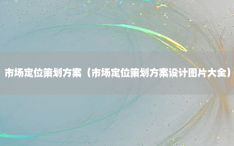 市场定位策划方案（市场定位策划方案设计图片大全）