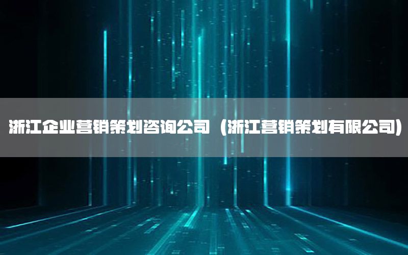 浙江企业营销策划咨询公司（浙江营销策划有限公司）