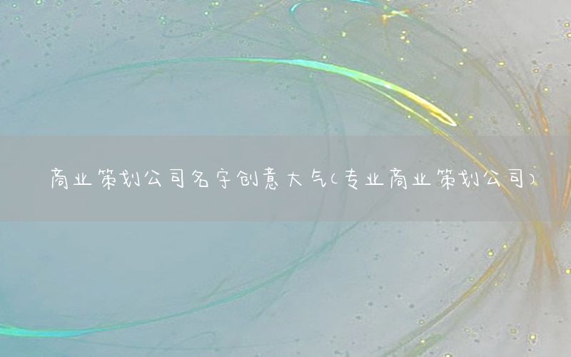商业策划公司名字创意大气（专业商业策划公司）