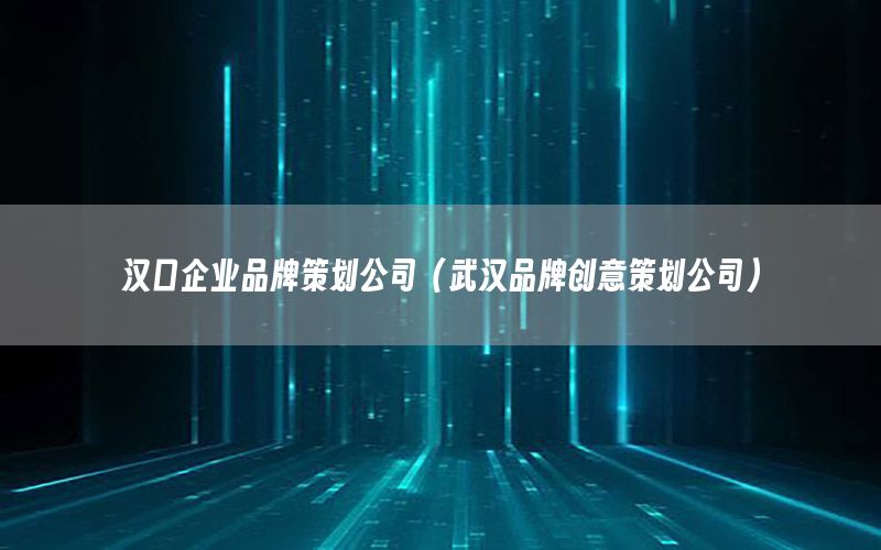 汉口企业品牌策划公司（武汉品牌创意策划公司）