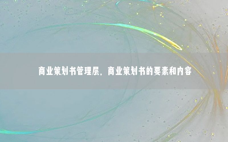 商业策划书管理层，商业策划书的要素和内容