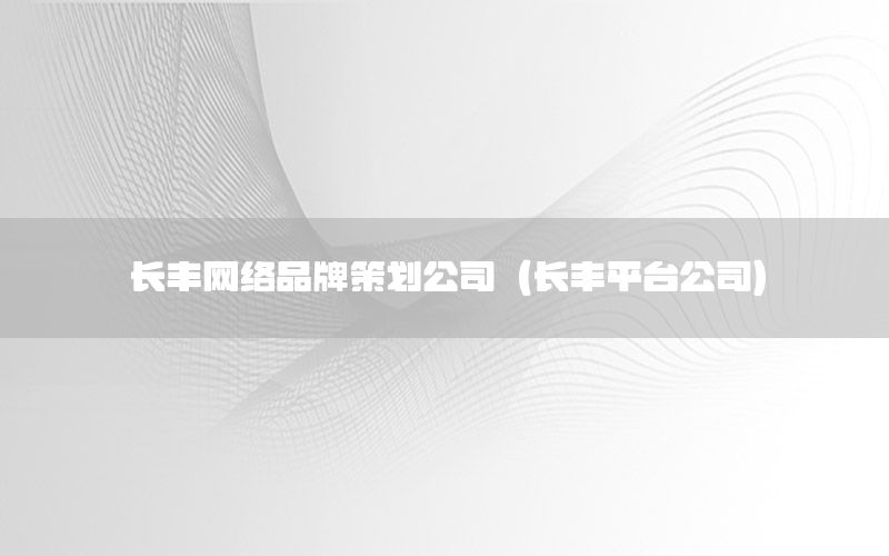 长丰网络品牌策划公司（长丰平台公司）