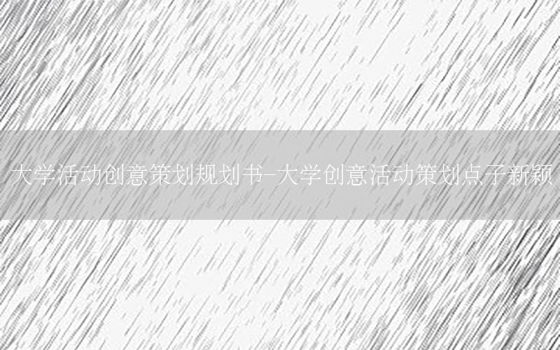 大学活动创意策划规划书-大学创意活动策划点子新颖