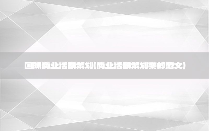 国际商业活动策划（商业活动策划案的范文）